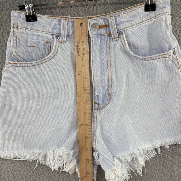 ZARA Light Wash High Rise Frayed Hem Denim Shorts Size 2 - Picture 5 of 8